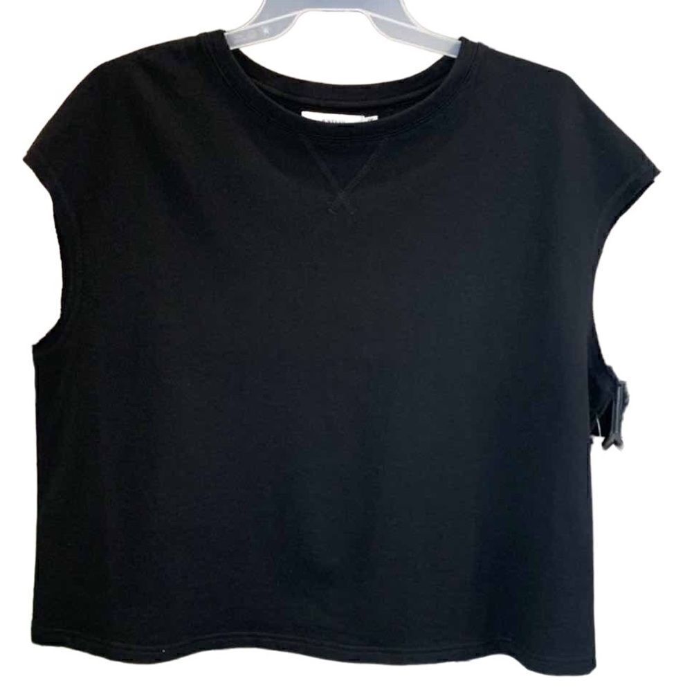 Just fab black muscle tee tank top raw hem black size 1X